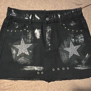 Black Star Embellished Mini Skirt